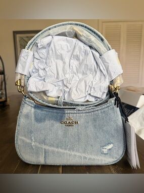 Coach Teri Shoulder Bag in Loved Denim NWT (no charms)